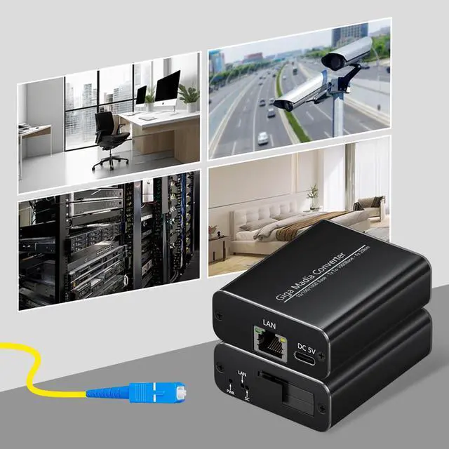 Alt view image 7 of 7 - Gigabit Fiber Media Converter - A Pair of Bidi Single-Mode Fiber-Optic Transceiver SC to RJ45 Port, 20Km Transmission, 1000Mbps Fiber to Ethernet Converter for Network SOC Video Security VSaaS PSIM