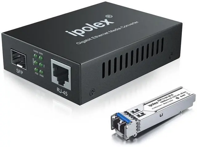 Main image of Gigabit Single-Mode LC Fiber to Ethernet Media Converter with SFP LX Module, 1.25G SFP Fiber to Copper RJ45, 1000Base-LX to 10/100/1000Base-TX, 1310nm, SMF, Transmission up to 20-KM