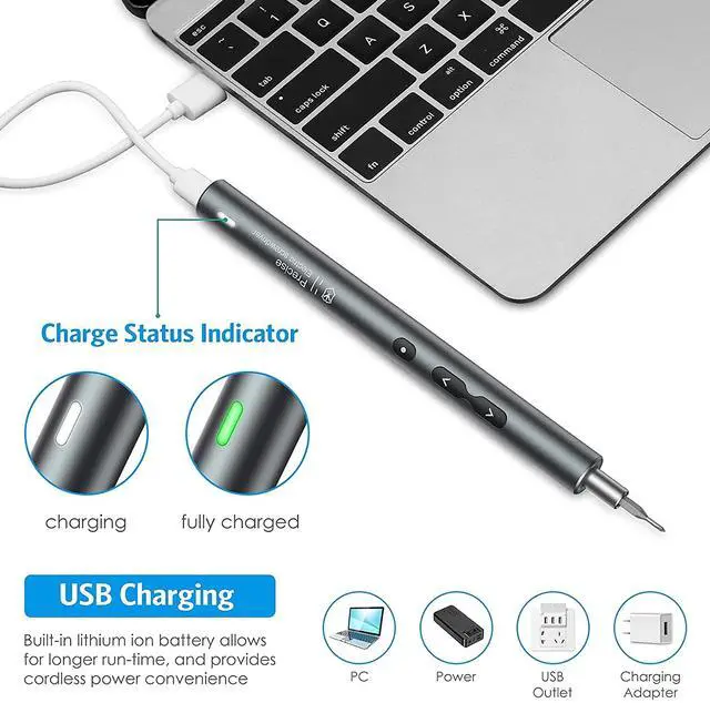 Alt view image 5 of 7 - Electric Screwdriver 28-in-1 Cordless Mini Power Precision Screwdriver Set with 24 Bits, Rechargeable Repair Tool Kit for Phones Watch Laptops