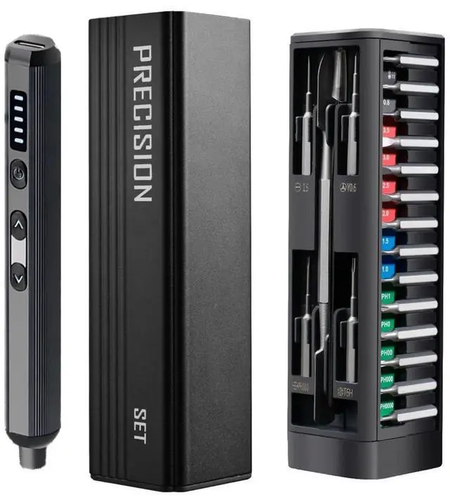 Main image of 3.7v Mini Electric Screwdriver Set, Precision Screwdriver Set with 5 Torque Settings, LED Light, Magnetic Storage, Magnetizer, Repair Tool Kit for Electronics Phone Camera Laptop Watch