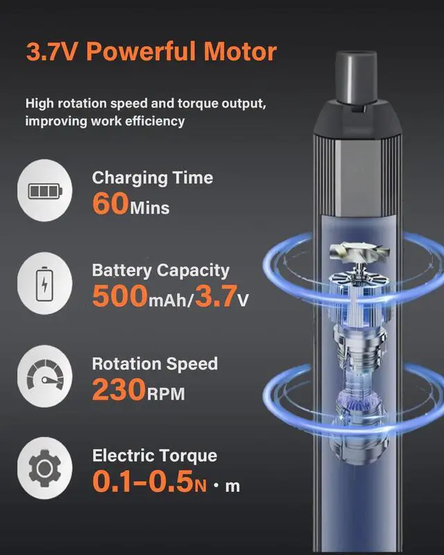 Alt view image 2 of 6 - 3.7v Mini Electric Screwdriver Set, Precision Screwdriver Set with 5 Torque Settings, LED Light, Magnetic Storage, Magnetizer, Repair Tool Kit for Electronics Phone Camera Laptop Watch