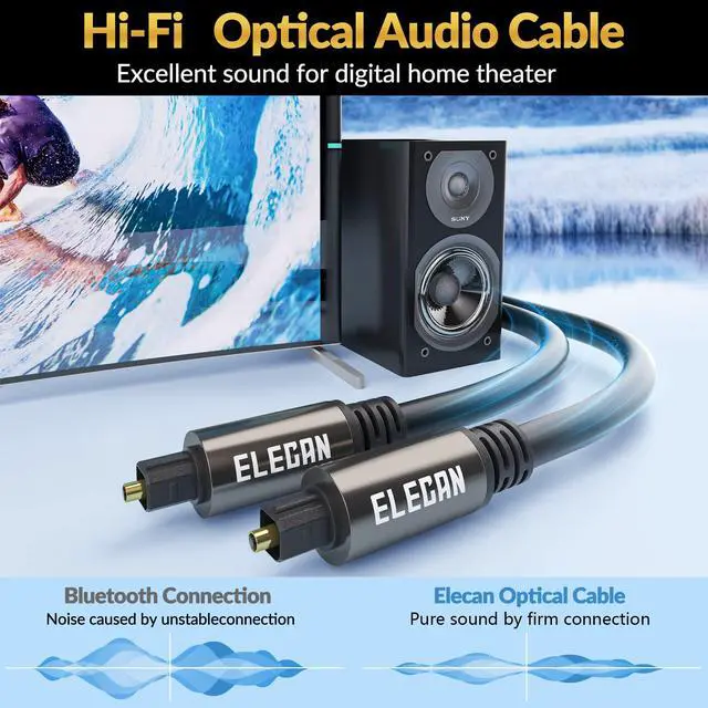 Alt view image 4 of 6 - Optical Audio Cable 30 Ft Digital Audio Toslink Cable Cord-Fiber Optic-Gold Plated-Flexiable&Durable-for Home Theater,Sound Bar,PS4&Xbox-with 4 Right Angled and Mini Toslink Adapters+Ties