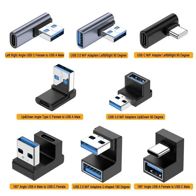 Alt view image 6 of 7 - USB C Right Angle Adapter (4 Pack), Type C Male to Female 90 Degree Connector, 10 Gbps Data Transfer, Thunderbolt 4/3 Extender for Laptop, Tablet, Phone and More Type C Devices