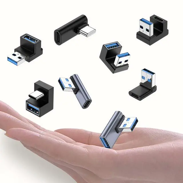 Alt view image 7 of 7 - USB C Right Angle Adapter (4 Pack), Type C Male to Female 90 Degree Connector, 10 Gbps Data Transfer, Thunderbolt 4/3 Extender for Laptop, Tablet, Phone and More Type C Devices