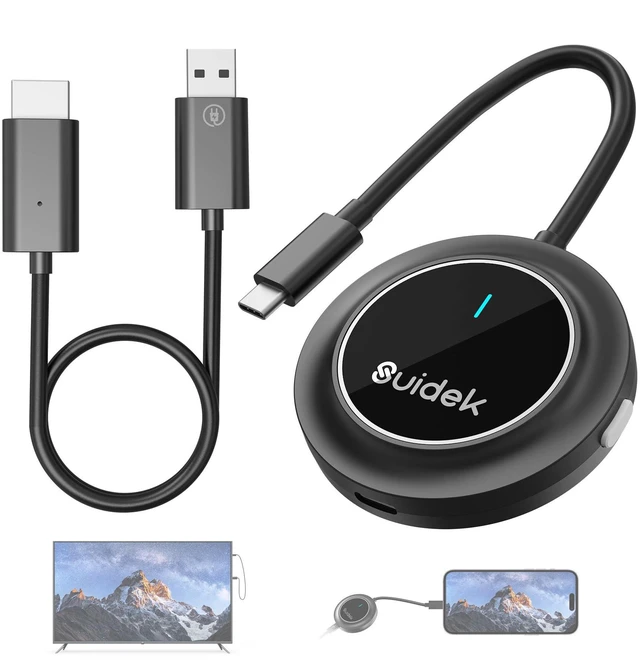 Main image of Wireless HDMI Display Dongle Adapter with PD3.0 100W 4K Decode 1080P@60Hz Output,98FT/30M USB-C to HDMI Transmitter and Receiver Stream Video from Laptop/PC/Smartphone to Monitor