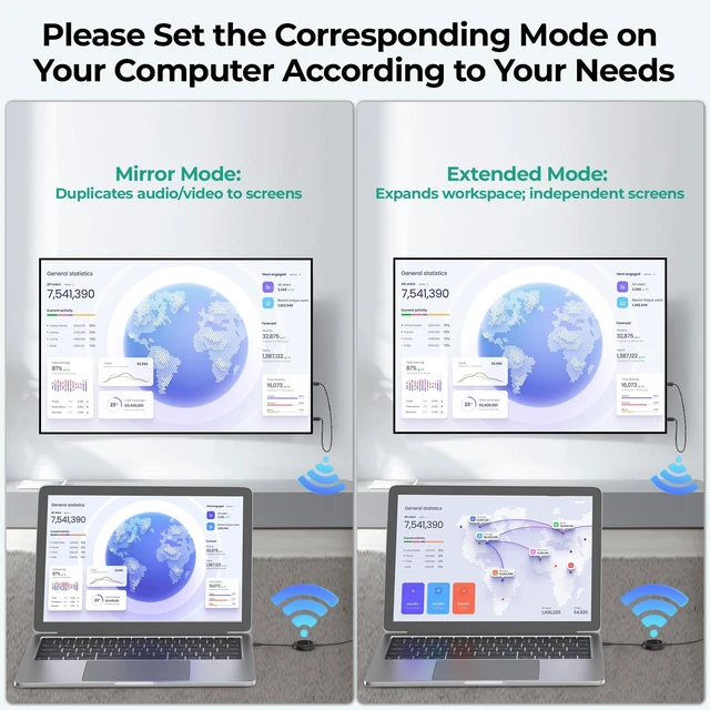 Alt view image 3 of 7 - Wireless HDMI Display Dongle Adapter with PD3.0 100W 4K Decode 1080P@60Hz Output,98FT/30M USB-C to HDMI Transmitter and Receiver Stream Video from Laptop/PC/Smartphone to Monitor