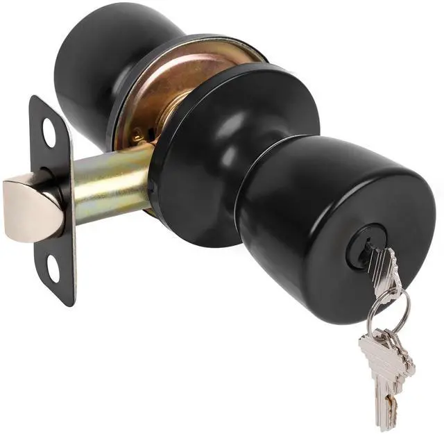 Main image of Door Knob with Lock and Key, Matte Black Door Knobs Exterior Door Knob for Bedroom and Bathroom, Keyed Entry Door Knob Interior, Stainless Steel Door Handle,1 Pack