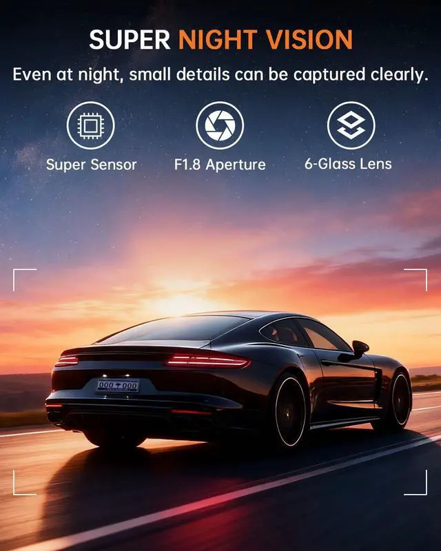 Alt view image 4 of 7 - 2.5K Front + 1080P Rear Dual Dash Cam, WDR Night Vision, 130° Wide Angle, Parking Monitor, G-Sensor, Loop Recording, Supercapacitor, 32GB Card Included, Supports 256GB Max