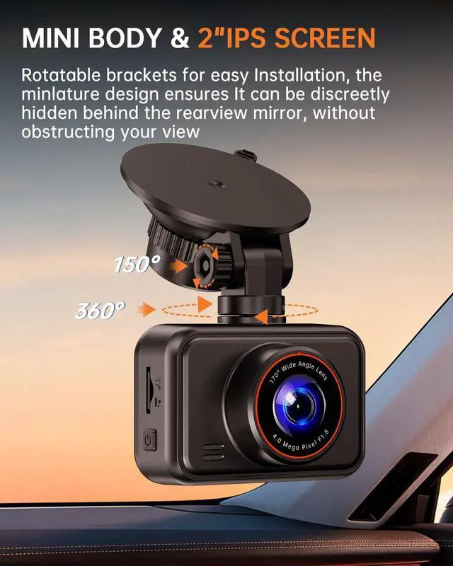Alt view image 6 of 7 - 2.5K Front + 1080P Rear Dual Dash Cam, WDR Night Vision, 130° Wide Angle, Parking Monitor, G-Sensor, Loop Recording, Supercapacitor, 32GB Card Included, Supports 256GB Max