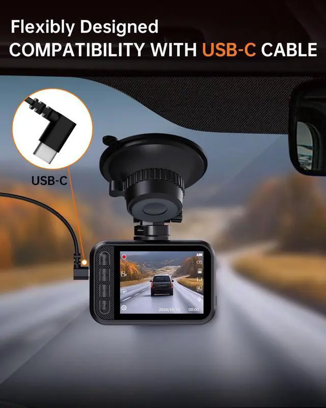 Alt view image 7 of 7 - 2.5K Front + 1080P Rear Dual Dash Cam, WDR Night Vision, 130° Wide Angle, Parking Monitor, G-Sensor, Loop Recording, Supercapacitor, 32GB Card Included, Supports 256GB Max
