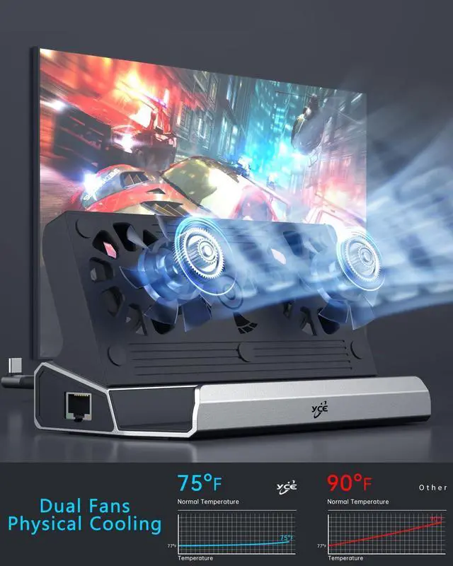 Alt view image 4 of 7 - Dual Cooling Fans 12 in 1 Steam Deck Docking Station with 4K@60Hz 2.0,6 USB Ports,1000Mbps,USB-C 100W PD,40Gbps Adapter for Steam Deck/Rog Ally/Switch/Legion Go