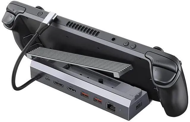 Main image of Deck Dock, Steam Deck Docking Station (7 in 1) with HDMI/DP 4K@60Hz, Gigabit Ethernet, 10Gbps USB 3.2, 100W USB C PD Charging, USB 2.0, Compatible with Valave Steam Deck & ROG Alloy