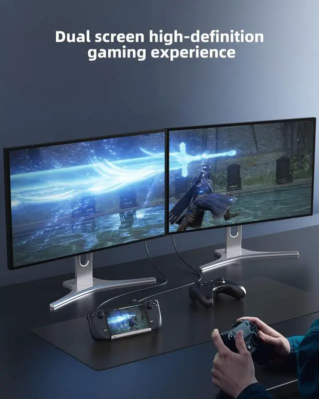 Alt view image 4 of 7 - Deck Dock, Steam Deck Docking Station (7 in 1) with HDMI/DP 4K@60Hz, Gigabit Ethernet, 10Gbps USB 3.2, 100W USB C PD Charging, USB 2.0, Compatible with Valave Steam Deck & ROG Alloy