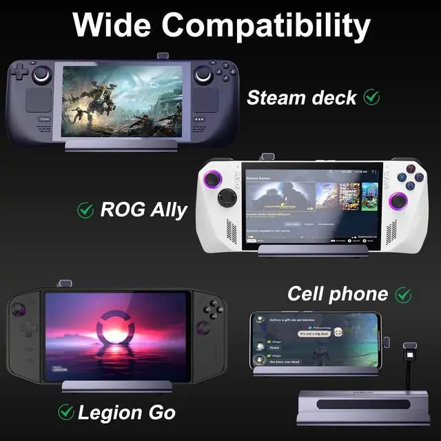 Alt view image 2 of 7 - Steam Deck 6 in 1 Docking Station Legion Go/Rog Ally,Type-C to 3*USB-A 3.0(5Gbps)HDMI(4K/60Hz)PD 100WEthernet(1000Mbps) with a complimentary USB-C Cable