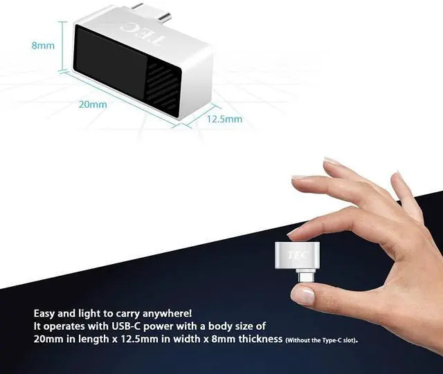 Alt view image 4 of 7 - Type-C Fingerprint Reader for Windows 10 Hello, TEC TE-FPA-C Bio-Metric Fingerprint Scanner PC Dongle for Password-Free and File Encryption, 360° Touch Speedy Matching Security Key