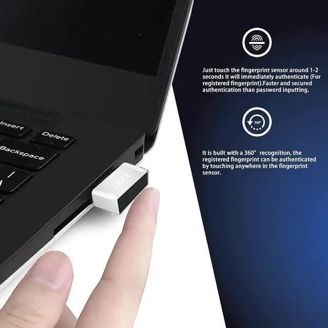 Alt view image 6 of 7 - Type-C Fingerprint Reader for Windows 10 Hello, TEC TE-FPA-C Bio-Metric Fingerprint Scanner PC Dongle for Password-Free and File Encryption, 360° Touch Speedy Matching Security Key