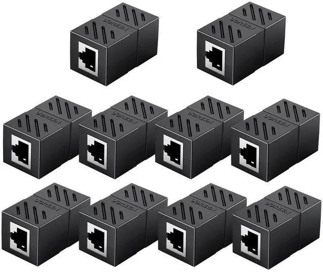Main image of RJ45 Coupler Ethernet Extender Connector 10 Pack Inline Coupler Cat7 Cat6 Cat5e Ethernet Cable Adapter Female to Female Black