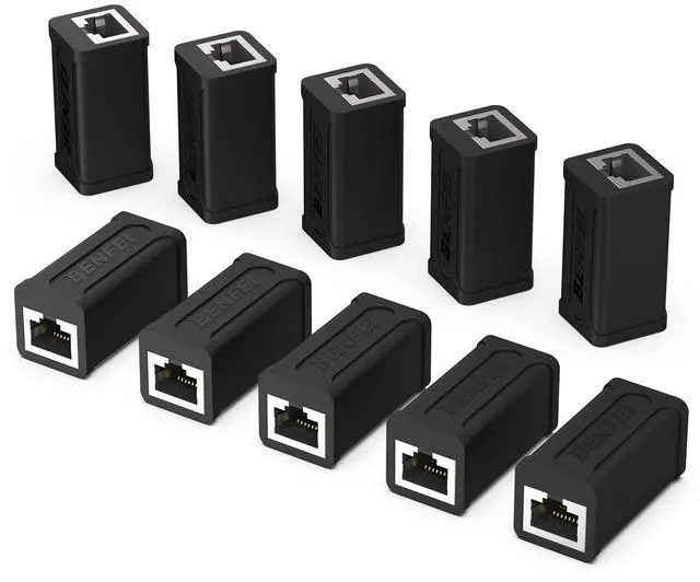 Main image of RJ45 Inline Coupler, 10 Pack Cat7 Cat6 Cat5e Ethernet Coupler Female to Female