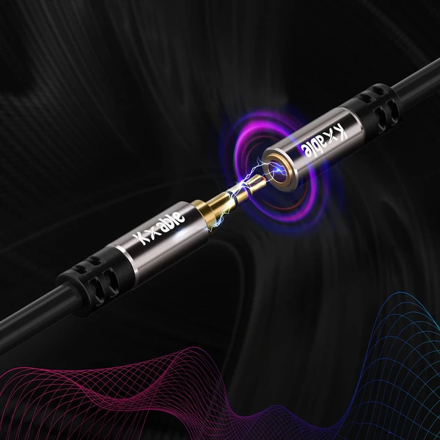 Alt view image 4 of 7 - 3.5mm Extension Cable 25 Feet, Long Male to Female Auxiliary Audio Stereo Cable, Headphone Extension Cord, Hi-Fi Sound, Gold Plated Connectors, OFC Core, Black Cable (with 5 pcs Cable Ties) -25ft
