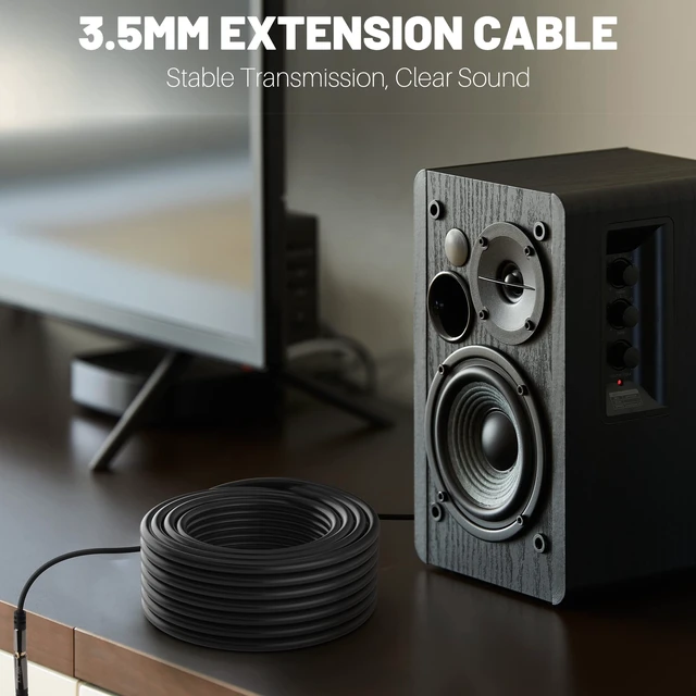 Alt view image 5 of 7 - 3.5mm Extension Cable 25 Feet, Long Male to Female Auxiliary Audio Stereo Cable, Headphone Extension Cord, Hi-Fi Sound, Gold Plated Connectors, OFC Core, Black Cable (with 5 pcs Cable Ties) -25ft