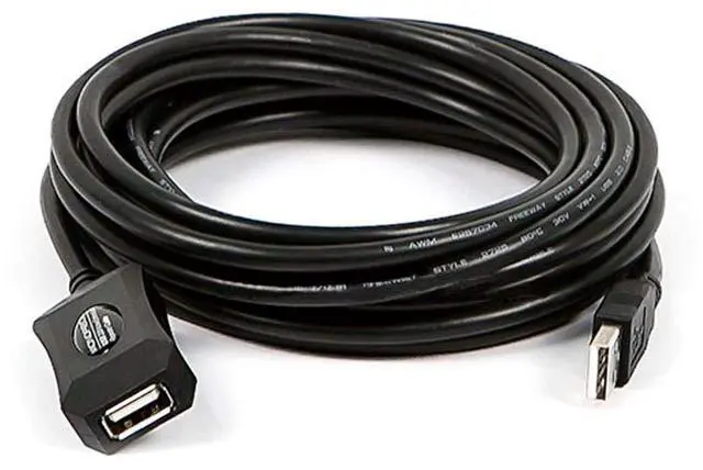 Main image of USB 2.0 Male to Female Active Extension/Repeater Cable - Use with PlayStation, Xbox, Kinenct, Oculus VR, Card Reader, Hard Drive, Keyboard, Printer, Camera, 20/28AWG, 16 feet, Black