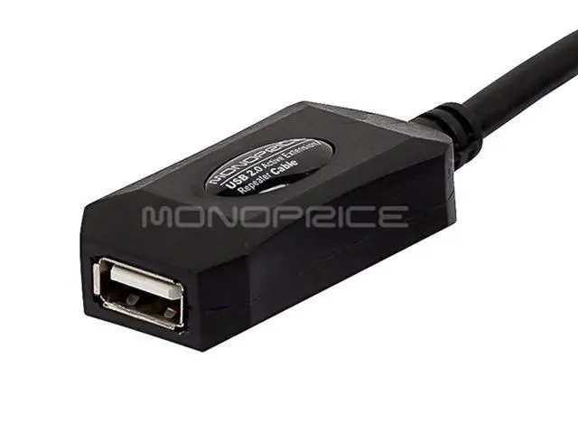 Alt view image 2 of 4 - USB 2.0 Male to Female Active Extension/Repeater Cable - Use with PlayStation, Xbox, Kinenct, Oculus VR, Card Reader, Hard Drive, Keyboard, Printer, Camera, 20/28AWG, 16 feet, Black