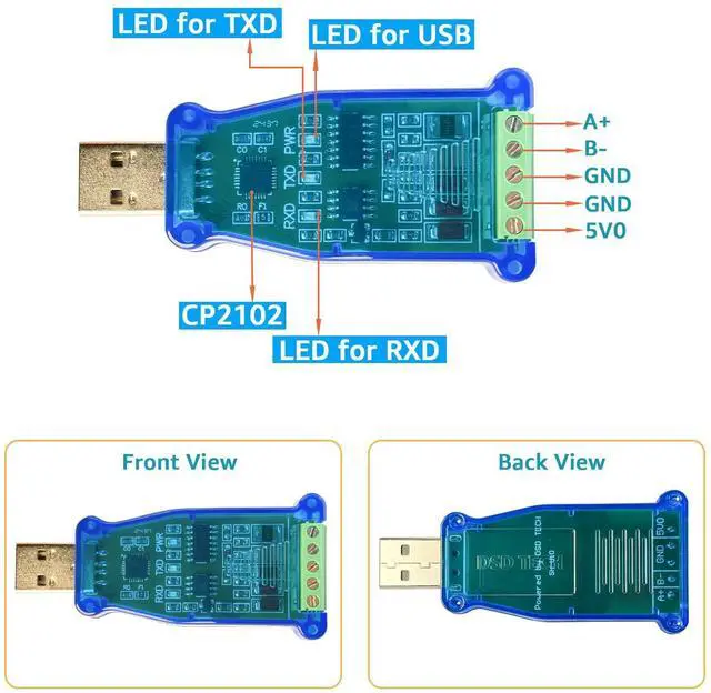 Alt view image 2 of 7 - SH-U10 USB to RS485 Converter for Modbus