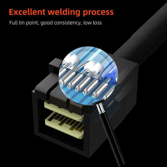 Alt view image 5 of 7 - 2 Pack 12G Internal Mini SAS HD SFF-8643 to SFF-8643 Cable, 0.8-Meter(2.6ft)