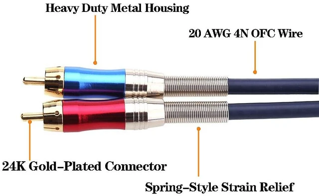 Alt view image 4 of 7 - XLR to RCA Y-Cable, XLR Female to Dual RCA Adapter Y-Splitter Duplicator Lead Unbalanced Stereo Audio Interconnect Cable -5 feet/1.5 Meters