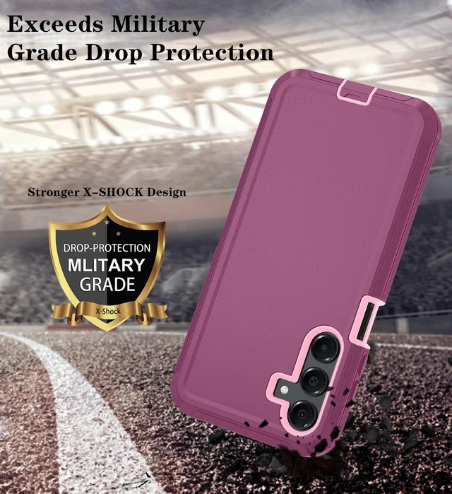 Alt view image 5 of 7 - for Samsung Galaxy A16 5G Phone Case, 3-Layer Cover, WineRedPink | Heavy Duty Shockproof & Dropproof Phone Case with 2 Pack HD Screen Protector for Galaxy A16 5G