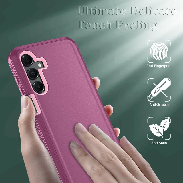 Alt view image 3 of 7 - for Samsung Galaxy A16 5G Phone Case, 3-Layer Cover, WineRedPink | Heavy Duty Shockproof & Dropproof Phone Case with 2 Pack HD Screen Protector for Galaxy A16 5G