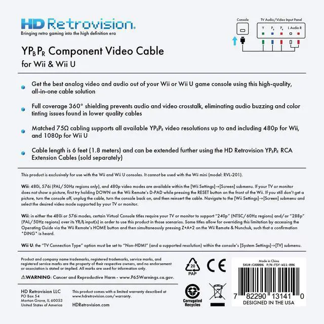 Alt view image 6 of 7 - Premium YPbPr Component Video Cable for Wii/Wii U