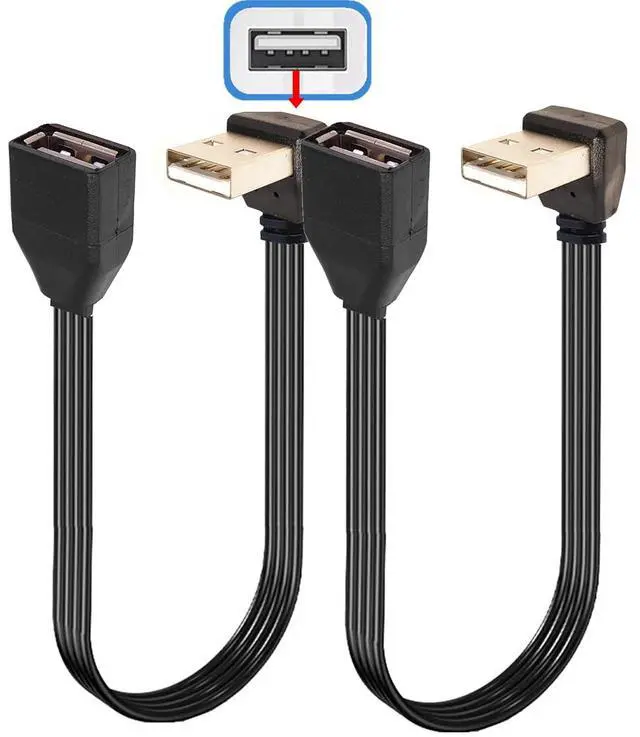 Main image of USB Extension Cable USB Device with The USB 2.0 Port of Your PC, Notebook, or USB This 90 Degree USB Cable is USB Male to Female Data Cable Left and Right UP Angle (AMDO-AF, 30CM)
