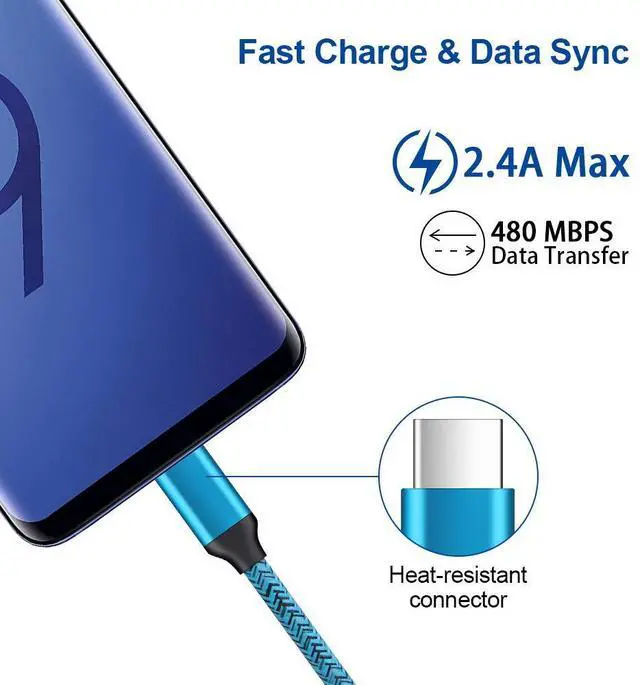 Alt view image 2 of 7 - Wall Charger Plug 3 Pack, Type C Charger Cable 3 Pack 6FT Compatible for Motorola Moto G Fast/G Power/G Stylus/G Pro/G Play, Edge 5G UW/One 5G UW ace, G10 G9 G8 G7 Power Plus Play, G6 Plus Z2 Z3 Z4