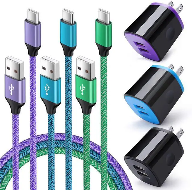Main image of Wall Charger Plug 3 Pack, Type C Charger Cable 3 Pack 6FT Compatible for Motorola Moto G Fast/G Power/G Stylus/G Pro/G Play, Edge 5G UW/One 5G UW ace, G10 G9 G8 G7 Power Plus Play, G6 Plus Z2 Z3 Z4
