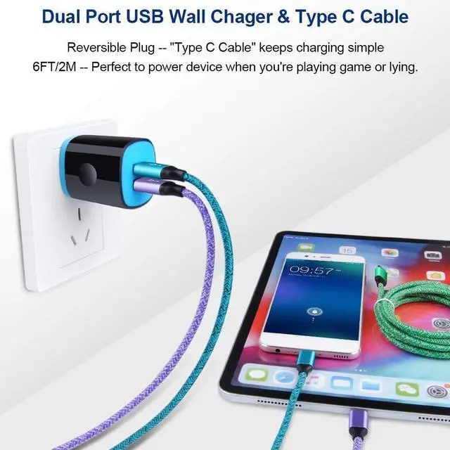 Alt view image 6 of 7 - Wall Charger Plug 3 Pack, Type C Charger Cable 3 Pack 6FT Compatible for Motorola Moto G Fast/G Power/G Stylus/G Pro/G Play, Edge 5G UW/One 5G UW ace, G10 G9 G8 G7 Power Plus Play, G6 Plus Z2 Z3 Z4