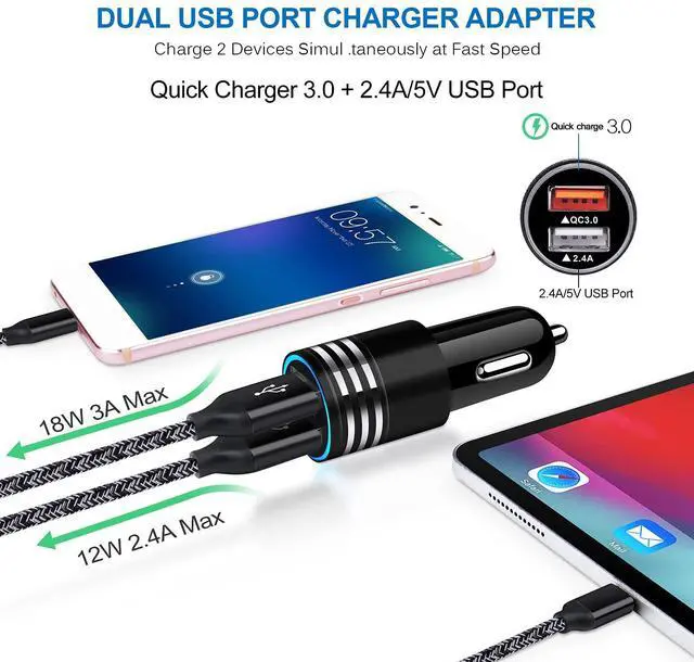 Alt view image 4 of 7 - USB Type C Fast Charger for Moto G Stylus 5G 2025 2024/G Power 2026 2025/G 2026/G Pure/G Play 2023/2021/G8 Power/G7 Play/Z4/Edge 5G UW/One 5G Ace,Quick Charge 3.0 Car Charger Wall Adapter +3FT Cable