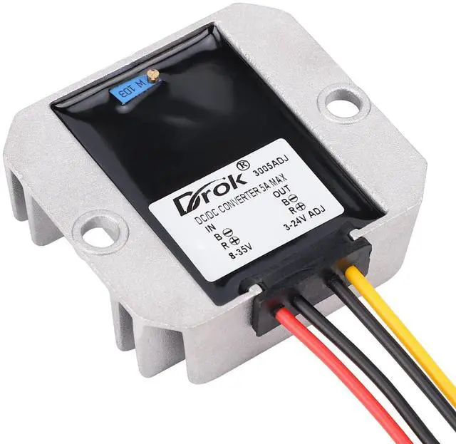 Alt view image 3 of 7 - Adjustable Voltage Regulator, IP68 Waterproof DC to DC Buck Converter 8-35V to 3-24V 5A, Aluminum Protective Case Step Down Converter 5V 12V Power Supply