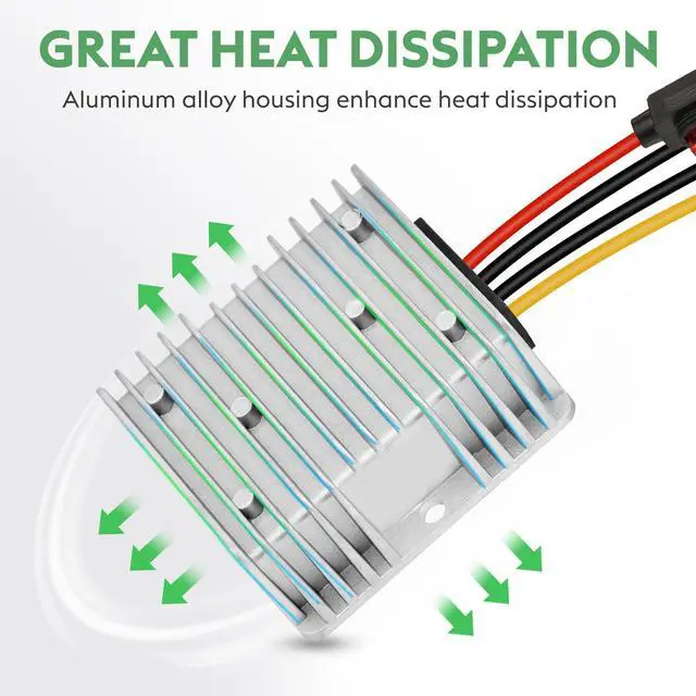 Alt view image 3 of 7 - 20A 240W Golf Cart DC 18V 20V 24V 36V 48V Step Down to DC 12V Converter Voltage Regulator Reducer Power Buck Converter with Fuse(Inputs 18V-58V to 12V 20A)