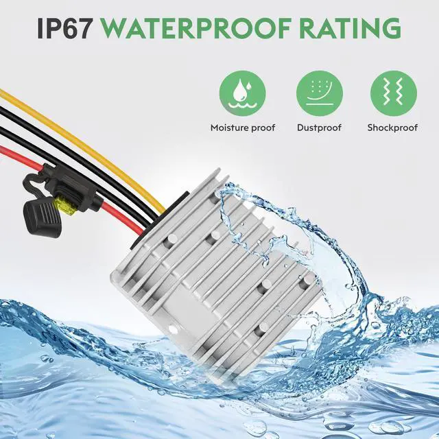 Alt view image 4 of 7 - 20A 240W Golf Cart DC 18V 20V 24V 36V 48V Step Down to DC 12V Converter Voltage Regulator Reducer Power Buck Converter with Fuse(Inputs 18V-58V to 12V 20A)