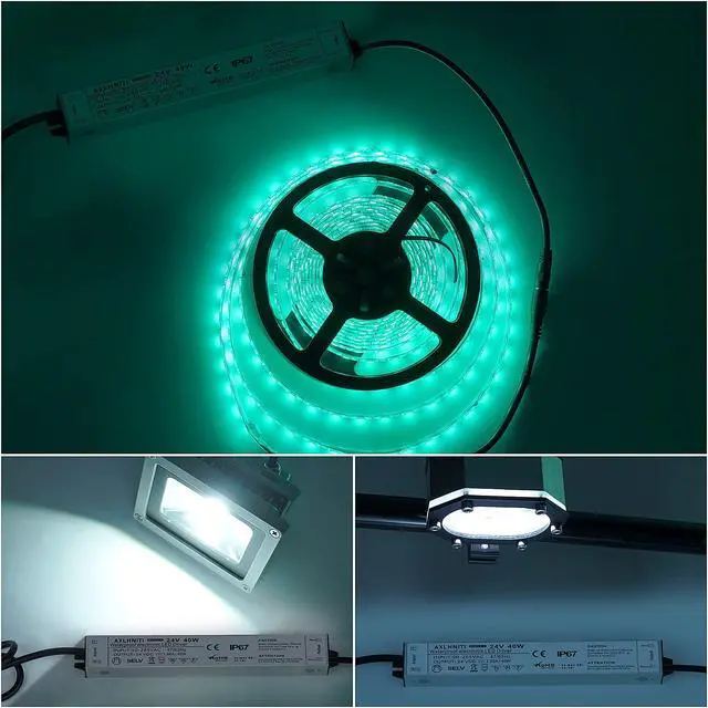 Alt view image 5 of 7 - LED Power Supply 40W, Waterproof IP67, 90V-265V AC to 24V DC, 3-Prong Plug & 3-Ft Cable for LED Strip Lights