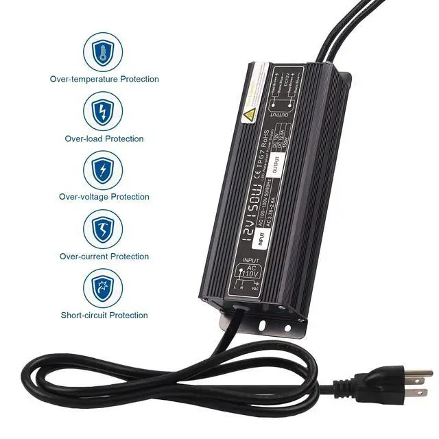 Alt view image 2 of 7 - 150W LED Driver Waterproof IP67 Power Supply, Constant Voltage 120V to 12V Transformer for LED Light Indoor/Outdoor Lights and Any DC Devices