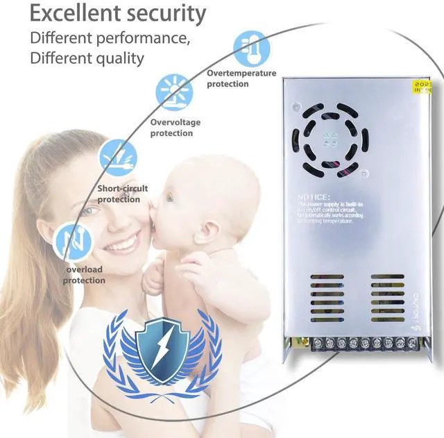 Alt view image 5 of 6 - 24V 20A Switching Converter, Switching Power Supply, AC/DC Voltage Regulator, AC 110V/220V to DC 24V 20A 480W Transformer Power Adapter Converter for LED Strip, LED Display, 3D Printer