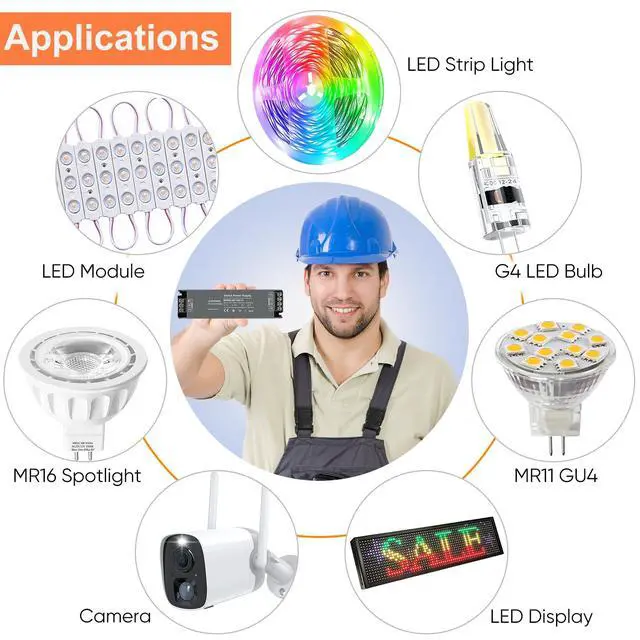 Alt view image 4 of 7 - 12V 200W LED Driver, LED Power Supply 16.6A, Transformer AC 120V to DC 12V, for Home Lighting, LED Lamps