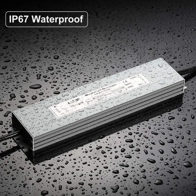 Alt view image 7 of 7 - LED Power Supply 150 Watts Waterproof IP67 LED Driver 100-264V AC to 12V DC 12.5A Low Voltage Transformer Converter Ultra Slim Power Adapter for Indoor Outdoor LED Lights
