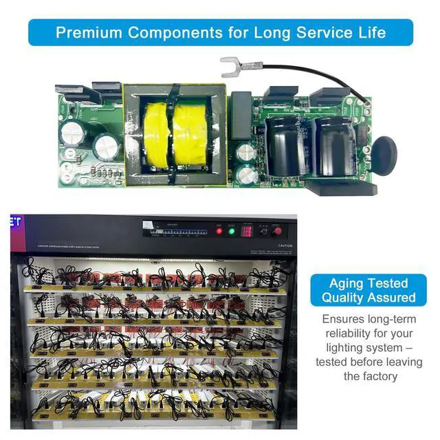 Alt view image 4 of 7 - 24V 100W LED Power Supply, IP67 Waterproof LED Driver, AC 110V to DC 24 Volt 4.2A Low Voltage Transformer Converter for Outdoor LED Strip & Landscape Lighting, 3-Prong Plug with 3.3FT Cable