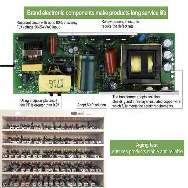 Alt view image 3 of 6 - LED Driver 150 Watts 24V DC Low Voltage Transformer Waterproof IP67 LED Power Supply, Adapter with 3-Prong Plug 3.3 Feet Cable for Any 24V DC led Lights, Computer Project, Outdoor Light