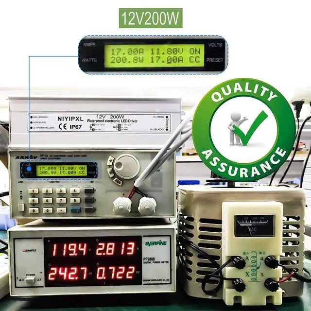 Alt view image 4 of 6 - LED Driver 200 Watts Waterproof IP67 Power Supply Transformer Adapter 90V-130V AC to 12V DC Low Voltage Output with 3-Prong Plug 3.3 Feet Cable for LED Light, Computer Project, Outdoor Light