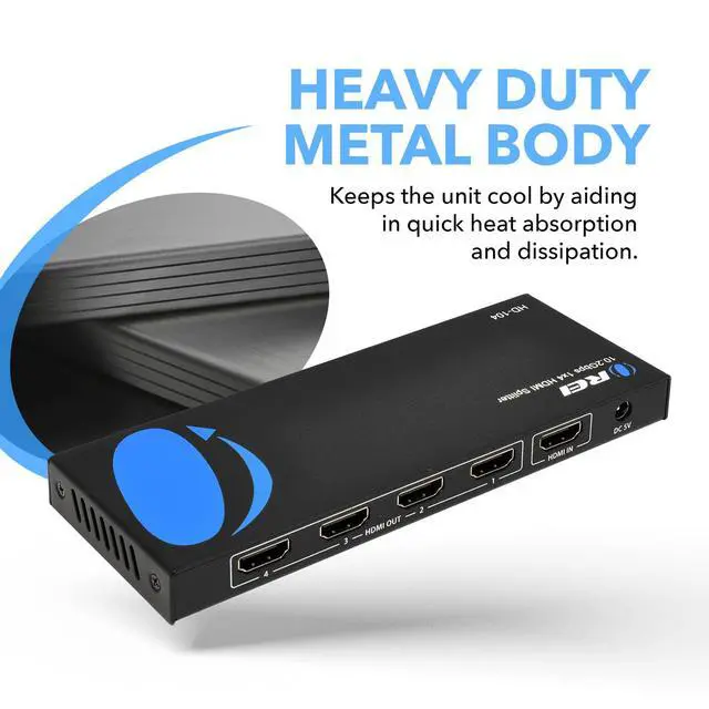 Alt view image 2 of 7 - HDMI Splitter 1 in 4 Out 4K@30Hz HDMI 2.0 Splitter with HDCP 1.4, EDID Management, and LPCM/Dolby/DTS Audio SupportCompact Plug & Play Design