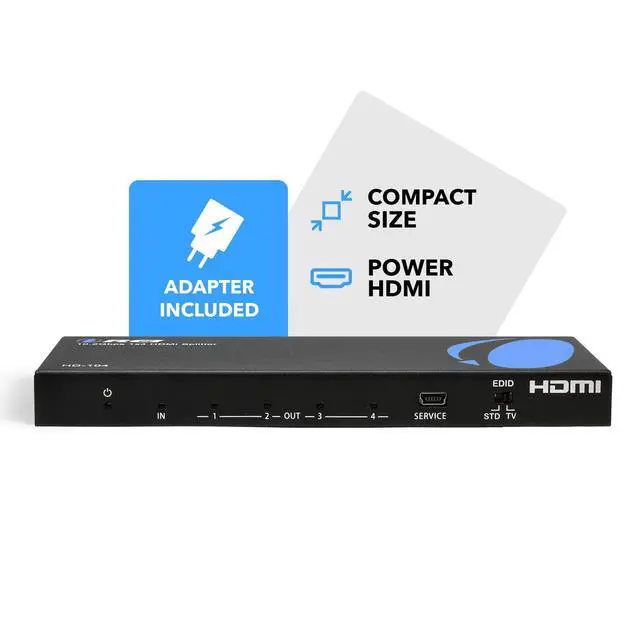 Alt view image 7 of 7 - HDMI Splitter 1 in 4 Out 4K@30Hz HDMI 2.0 Splitter with HDCP 1.4, EDID Management, and LPCM/Dolby/DTS Audio SupportCompact Plug & Play Design